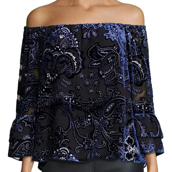Parker • Pyper Velvet Burnout Cold Shoulder Blouse - Picture 1 of 8